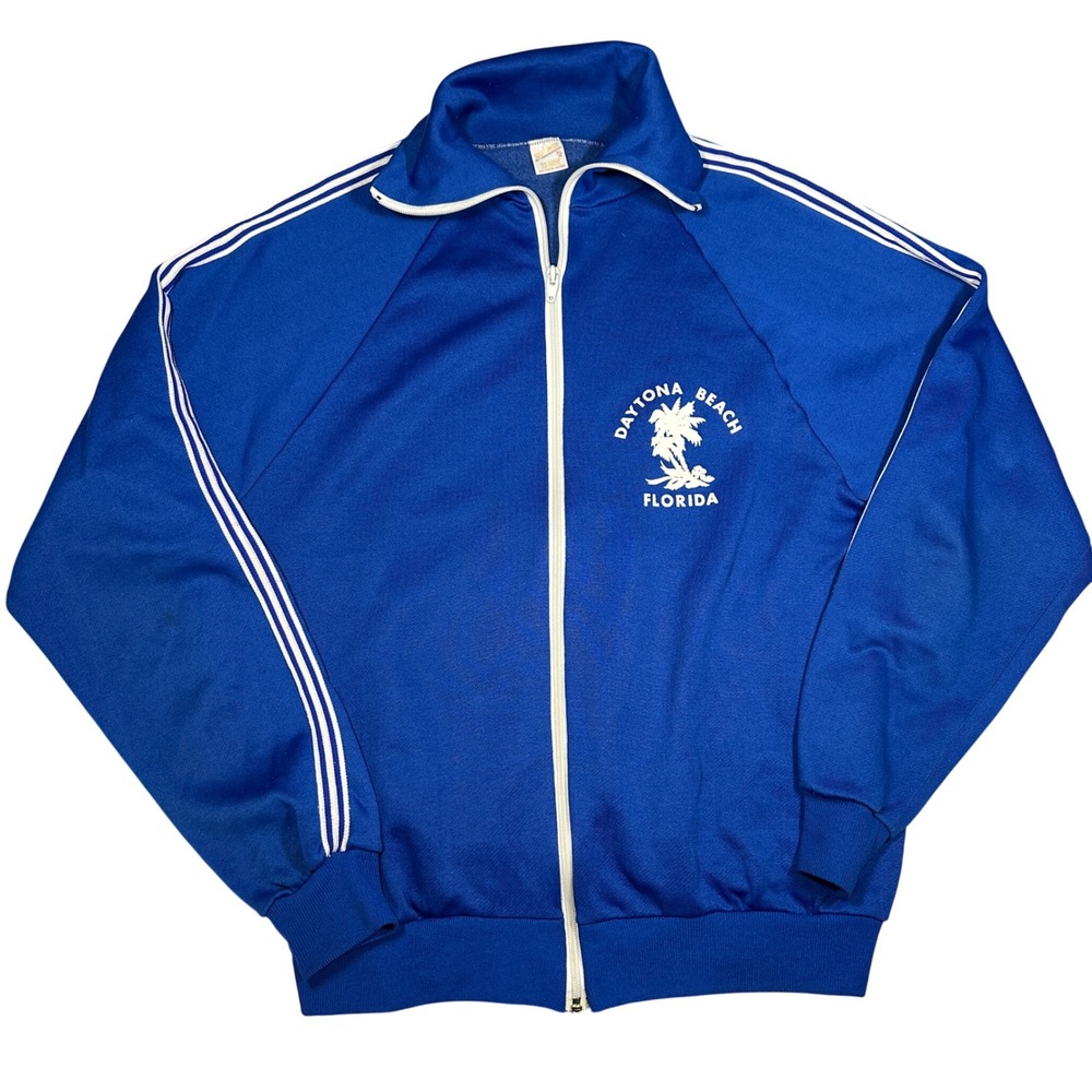 Vintage 80s Sportswear Daytona Beach Florida Track Jacket Blue White XL 46